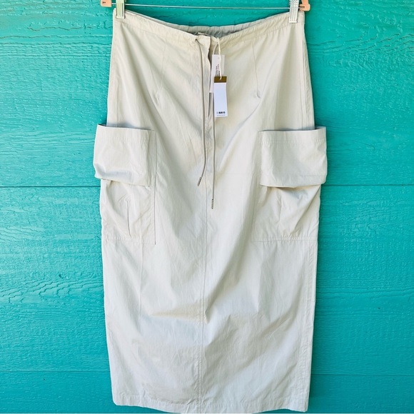 LUCCA LIGHTWEIGHT PERFORMANCE COTTON POLY CARGO MAXI SKIRT KHAKI SIZE MEDIUM NWT - Picture 3 of 10
